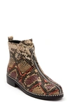 Ninety Union Zippy Snake Embossed Front Zip Bootie In Brown Snake