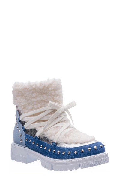 Ninety Union Snowball Faux Shearling Lug Sole Bootie In Blue Multi