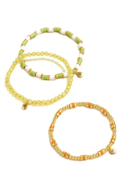 Madewell Orange Crush Beaded 3-piece Bracelet Set In Sweet Honeydew