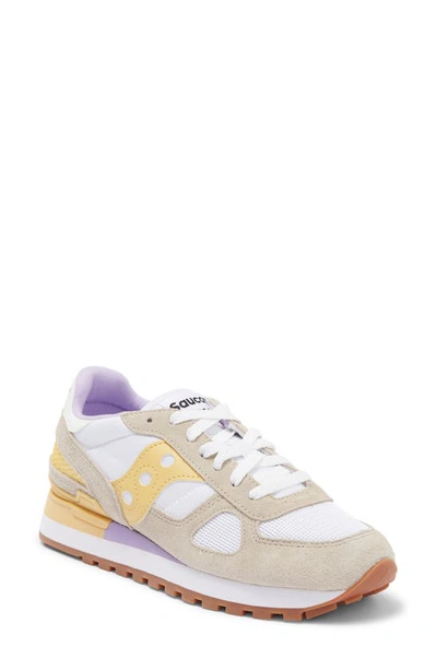 Saucony Shadow Original Sneaker In White/ Yellow