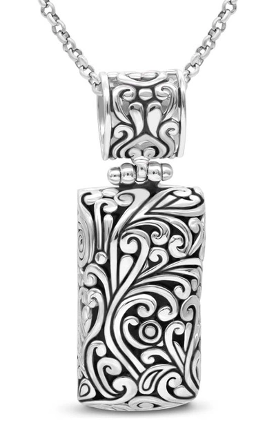 Devata Sterling Silver Bali Filigree Rectangle Pendant Necklace