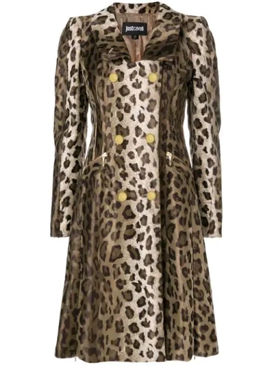 Just Cavalli Leopard Print Coat - Brown