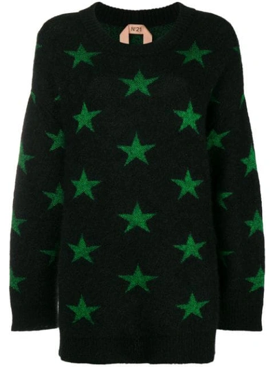 N°21 Star Intarsia Mohair-blend Sweater In Black