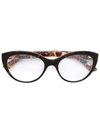 Dolce & Gabbana Printed Arm Detail Glasses In Brown