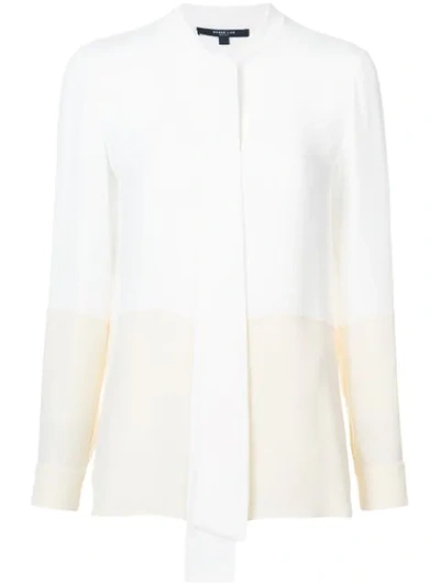 Derek Lam Long Sleeve Bicolor Blouse With Neck Ties In White