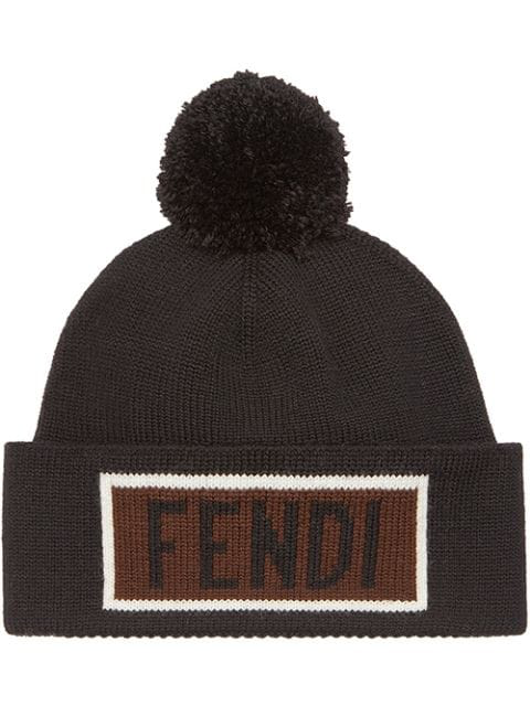 Fendi Men's Vocabulary Pompom Beanie Hat In F0qa1-black | ModeSens