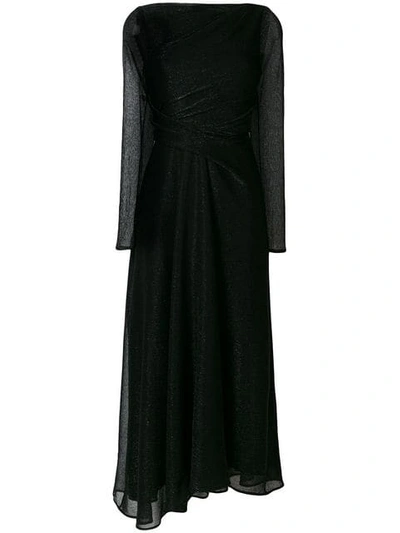 Talbot Runhof Long-sleeved Metallic Dress In Black