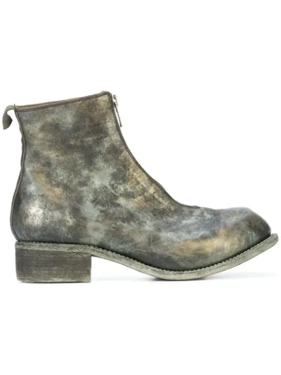 Guidi Camouflage Zip Front Ankle Boots In Green