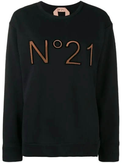 N°21 Logo Printed Loose Sweatshirt In Black