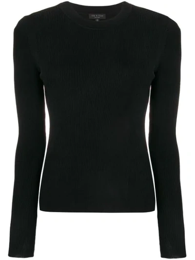 Rag & Bone Rib Knit Fitted Sweater - Black