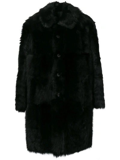 Prada Reversible Faux Fur Coat In Black