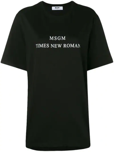 Msgm Times New Roman T-shirt In Black