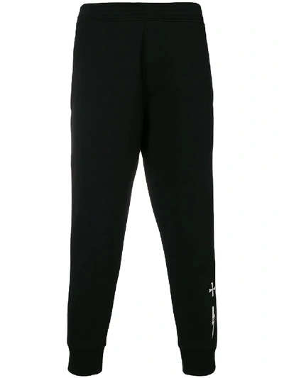 Neil Barrett Contrast Trim Track Bottoms In Black