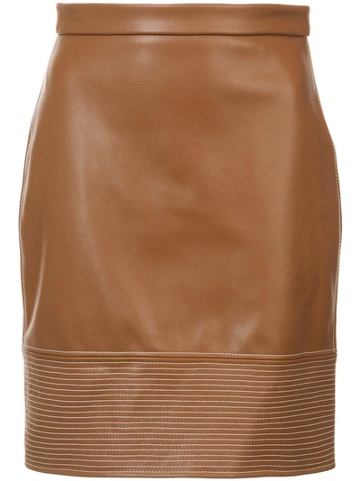 Christian Siriano Faux Leather Mini Skirt In Brown