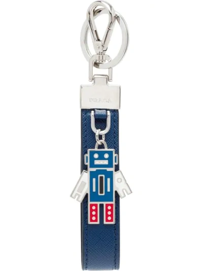 Prada Enamel Robot Keyring In Blue