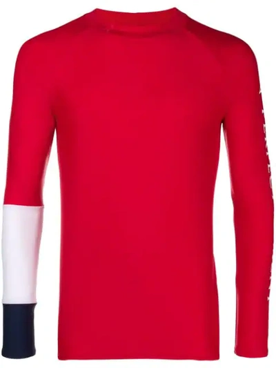 Perfect Moment Panelled Sleeve Rash Guard In Red