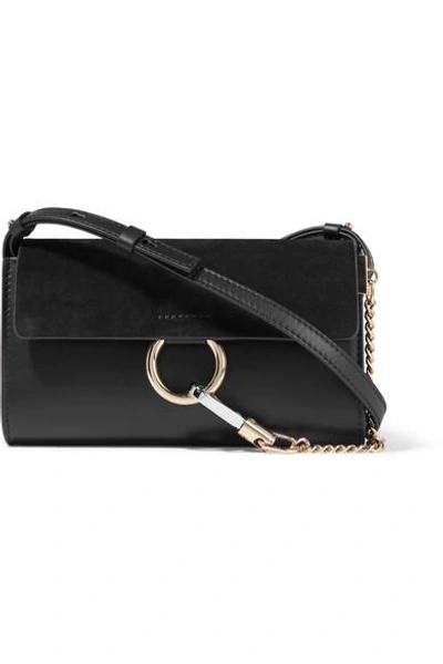 Chloé Faye Mini Leather And Suede Shoulder Bag In Black