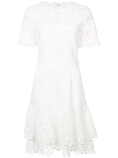 Jonathan Simkhai Mixed Media Lace Mini Tee Dress In White