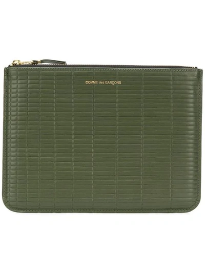 Comme Des Garçons Top Zip Pouch In Green