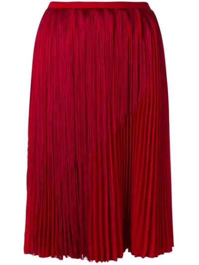 Marco De Vincenzo Fringed Pleated Skirt In Red