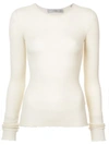 Vince Ribbed Knit Top In Neutrals