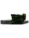 N°21 Oversized Bow Flat Sandals In Green