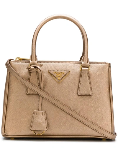 Prada Medium Classic Logo Tote Bag - Metallic