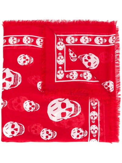 Alexander Mcqueen Skull Print Scarf - Red