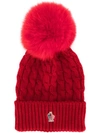 Moncler Grenoble Fur Pom Pom Beanie - Red