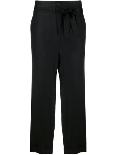 Reality Studio Belted Waist Cropped Trousers In Black