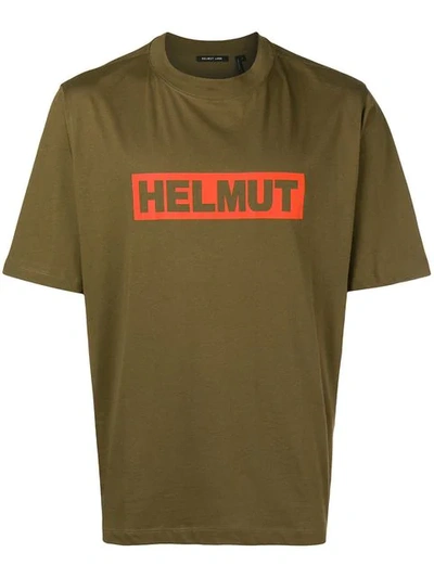 Helmut Lang Boxed Logo T-shirt Green In Army