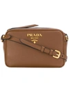 Prada Logo Plaque Shoulder Bag - Brown