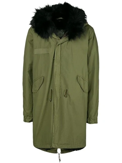 Mr & Mrs Italy Mr And Mrs Italy Green And Black Long Fur Parka In Army