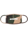 Off-white Green Camouflage Logo Print Cotton Mask