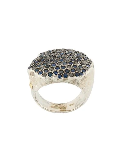 Rosa Maria Pave Diamond And Sapphire Ring In Metallic