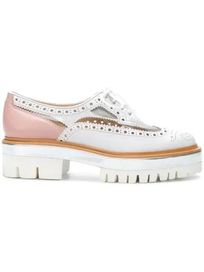 Santoni Chunky Sole Brogues In White