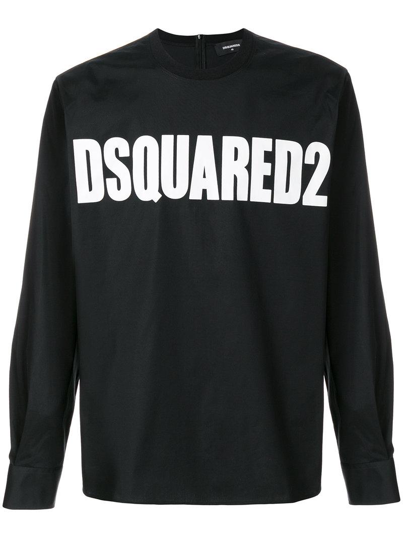 Dsquared2 Logo-Print Cotton-Poplin Top In Black | ModeSens