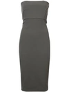 Rick Owens Strapless Midi Dress In Grey