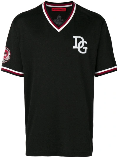 Dolce & Gabbana Baseball Logo V-neck T-shirt In Multi