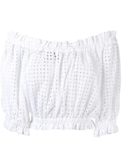 Paper London Off-the-shoulder Broderie Anglaise Blouse - White
