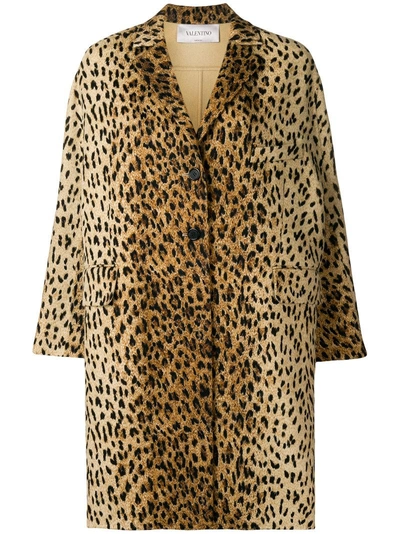 Valentino Boxy Animal Print Coat In Wild Leopard