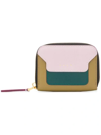 Marni Colour Block Logo Wallet - Green