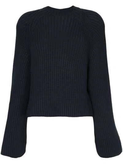 Rosetta Getty Cropped Back Pullover In Blue