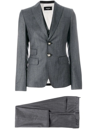 Dsquared2 Pinstriped Three Piece Suit - Grey