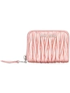 Miu Miu Chevron Pleated Textured Wallet - Pink