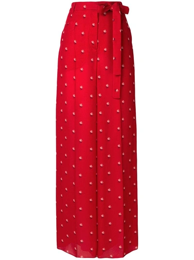 Valentino Floral Print Palazzo Pants - Red