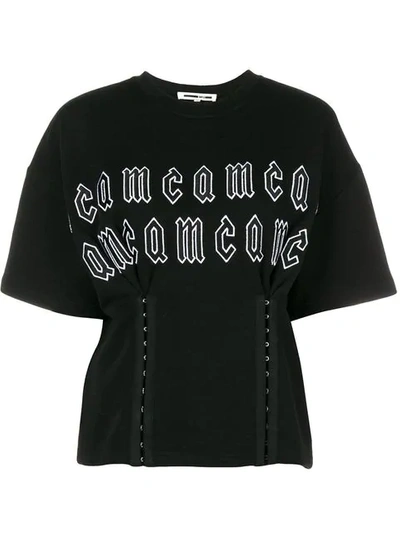 Mcq By Alexander Mcqueen Repeat Logo Corset Waist T In Black