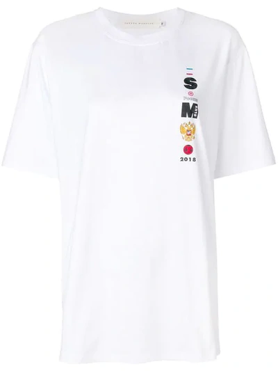 Sandra Mansour Round Neck Embroidered Front T-shirt In White