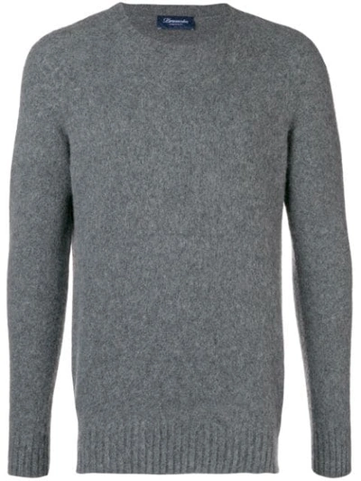 Drumohr Crew Neck Brushed Sweater In Grey