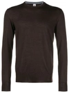 Eleventy Crew Neck Fitted Sweater In Brown